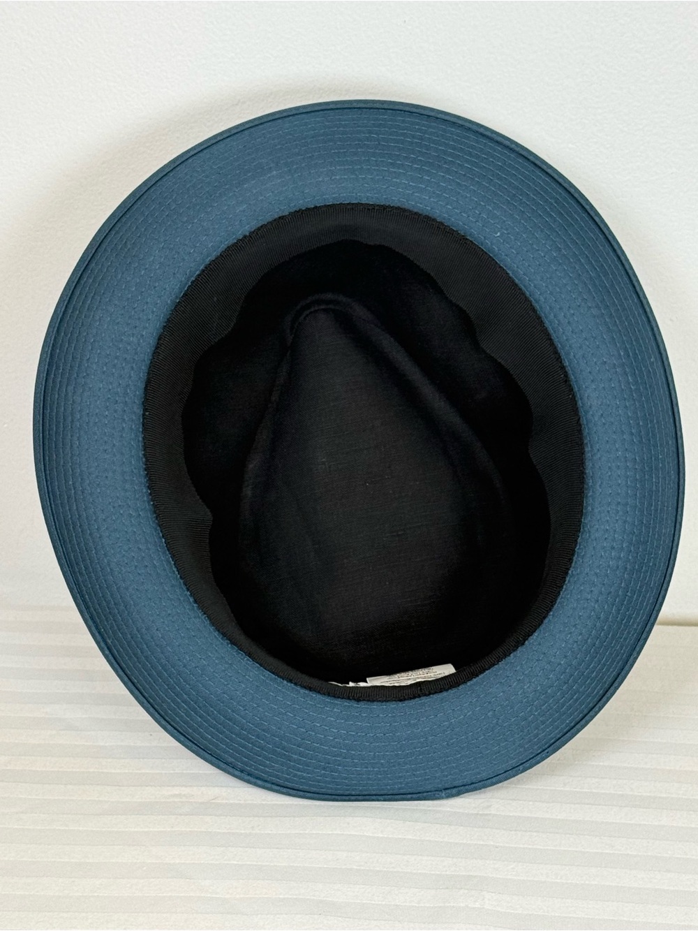HERMES ‘Edouard’ Cotton Canvas Fedora Hat Made In France Deep Peacock Blue 58cm - Picture 8 of 15